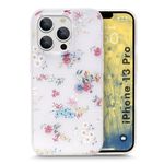 Enflamo Soft TPU 3D Relief Flower Printed Phone Case Back Cover for iPhone 13 Pro (Mix Lilies) White