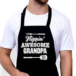 Grandpa BBQ Gift - Funny Grandpa Apron for Grilling - Father's Day Gifts for Grandpa - Funny Apron for Men - Black Adjustable Bib Awesome Grandpa Aprons Waterproof with Pockets, Black, Large