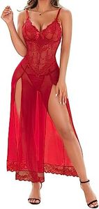 RSLOVE Women Lingerie Babydoll Sexy Nightgown Lace Chemise Exotic Sleepwear Nighty Red XL