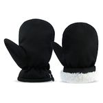 Baby Winter Waterproof Gloves Toddler Boys Girls Ski Snow Mittens Kids Fleeced Lined Warm Gloves (Black, M(1-2 Years))