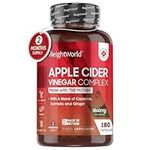 Apple Cider Vinegar Weight Loss with Mother 1860mg - Added Probiotics - 180 Apple Cider Vinegar Capsules with Cayenne Pepper, Turmeric & Ginger Root - Tasteless & Vegan - Not ACV Gummy- Made in The UK