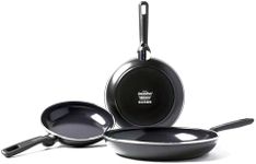 GreenPan Memphis Healthy Ceramic Nonstick 20, 24 and 28cm 3pc Frying Pan Set, Induction Safe, Black