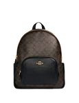 Coach Women's Large Court Backpack in Signature Canvas (Brown - Black), Brown, Laptop