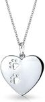 Personalize Dog Cat Pet Kitten Puppy Cut Out Heart Shape Paw Print Pendant Necklace for Women Teen .925 Sterling Silver