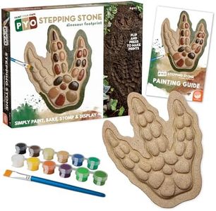 MindWare Paint Your Own Stepping Stone: Dinosaur Footprint – Weather-Resistant 8.5-inch x 10-inch Stepping Stones Kids Craft Kit - Includes Paint, Brushes and Instructions – Ages 8 and Up