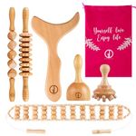 GONDAV 6-in-1Wood Therapy Massage Tools, Maderoterapia Kit for Anticellulite and Lymphatic Drainage,Wood Therapy Tools for Body Shaping, Colombiana Wood Massage Tools Maderoterapia Kit Set