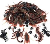 150pcs Realistic Bugs Plastic Fake Bug Trick Toys Insects Halloween Prank Toy Bugs Cockroaches Spiders Worms Centipedes Scorpions for Kids April Fool's Day Prank Party Favors