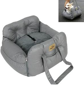 BingoPaw Dog Car Seat Bed: Cozy Dog Car Seat for Small Medium Dog, Anti-Slip Bottom,3 Storage Pockets, Adjustable Strap Booster Seats Bed