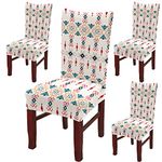 BRIDA® Polyester Spandex Stretchable Floral Geometric Printed Dining Chair Covers Elastic Chair Seat Case Protector, Slipcovers (4 Chair Cover, Ethnic Arrow)