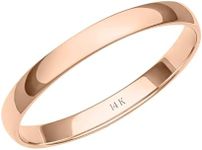 Men's 10K or 14K Rose, White or Yellow Gold 2MM Lightweight Comfortable Classic Plain Wedding Band by Brilliant Expressions, 11.5, Metal, plain