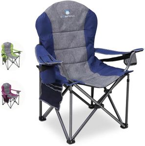 Northroad Oversized Portable Camping Chair, Full Padded Outdoor Folding Chair Support 350 LBS, Heavy Duty Lawn Chair with Cup Holder, Cooler Bag, Lumbar Support, Head Pocket for Adult (Blue)