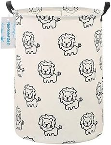 LANGYASHAN Laundry Basket Canvas Fabric Collapsible Organizer Basket for Storage Bin Toy Bins Gift Baskets Bedroom Clothes Children Nursery Hamper (Lion)