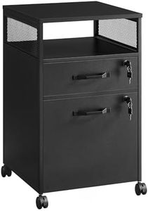 VASAGLE File Cabinet, Mobile Filing Cabinet with Wheels, 2 Lockable Drawers, Open Shelf, for A4, Letter Size, Hanging File Folders, Ink Black UOFC077B16
