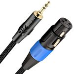 JOMLEY XLR to 3.5mm Cable, Unbalanced Female XLR to 1/8 inch Mini Stereo Jack Aux Microphone Cable Mic Cord for Cell Phone, Laptop, Speaker, Mixer - 10ft/3m