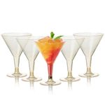 MATANA 48 Premium Plastic Martini Cocktail Glasses with Gold Glitter (210ml) - Elegant & Reusable - Manhattan, Margarita, Cosmopolitan, Desserts - Weddings, Birthdays, Parties