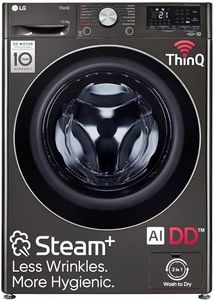LG 11 Kg (Wash) / 7 Kg (Dry), AI Direct Drive Technology, Steam+ & Wi-Fi Front Load Fully Automatic Washer Dryer (FHD1107STB, Intelligent & Convenient Fabric Care, Wrinkle Care, Black Steel)
