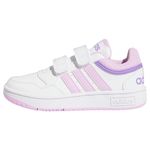 adidas Hoops Lifestyle Basketball Hook-and-Loop Shoes Sneakers, Cloud White/Lilac/Violet Fusion, 1 UK