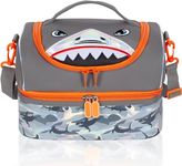 ARNIYAVALA Kids Double Decker Cooler Insulated Lunch Bag, Back to School Large Meal Tote for Boys, Girls, Men, Women, with Adjustable Strap, Shark