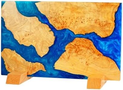 Premium Artisan Magnetic Knife Block - Double Sided 20 Knife Holder - Handcrafted Burl Wood & Blue Resin River Design - Stable Countertop Stand - Professional Kitchen Storage(No Knife)