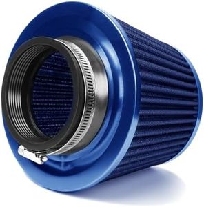 Universal Clamp-On Air Intake Filter, High Performance, Washable Filter, Replacement Air Filter, Flange Diameter 3.5inch/89mm (Blue)