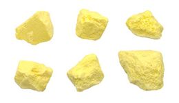 EISCO 6Pk Raw Sulfur, Mineral Specimens - Approx. 1" - Geologist Selected & Hand Processed - Great for Science Classrooms - Class Pack - Eisco Labs