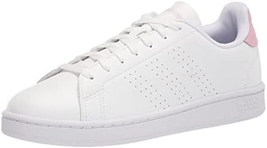 Adidas Women's Advantage Tennis Shoe, White/White/Aero Pink, 8, White/White/Aero Pink, 8