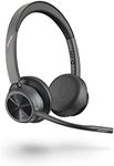 Poly - Voyager 4320 UC Wireless Headset (Plantronics) - Headphones with Boom Mic - Connect to PC/Mac via USB-A Bluetooth Adapter, Cell Phone via Bluetooth - Works with Teams, Zoom & More