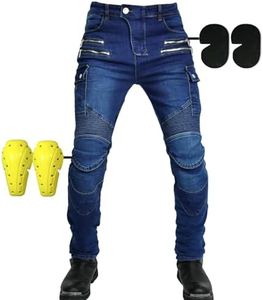 SHUOJIA Pantalons De Moto Pour Hommes Et Femmes, Jeans De Motard Avec Protection Renforcée, Denim De Course (A12,S)