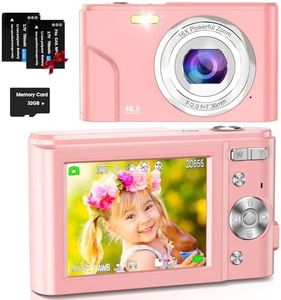 Digital Camera, AOLLONNA FHD 1080P Digital Camera for Kids with 32GB SD Card 16X Digital Zoom, Compact Camera Portable Mini Camera for Teens Students Boys Girls Seniors(Pink)