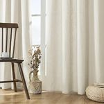 Joydeco Linen Curtains 2 Panel Set,Light Filtering, Ivory on Linen Curtains 96 Inch Curtains for Living Room, Cream Drapes 96 Inches Long Rod Pocket Back Tab Curtains (96" L x 52" W)