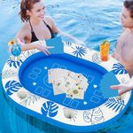 Extra Large Floating Games Table with Waterproof Playing Cards, Inflatable Pool Bar for Adults, Pool Accessories Hot Tub Tray Inflatable Food Drink Holder for Summer Party Indoor Outdoor Beach Pool