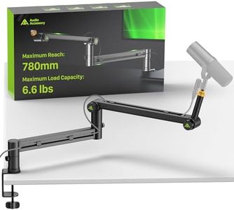 AA AUDIO ACCESSORY Mic Boom Arm, Low Profile Microphone Arm with 6.6lbs Load Capacity, Sturdy Metal Mic Stand with Desk Mount Clamp, Stable Gear Structure Never Sags, Compatible with Shure SM7B etc