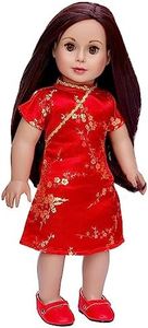 Asian Beauty - Asian Red and Gold Traditional Dress with Golden Shoes; fits 46cm American Girl dolls.