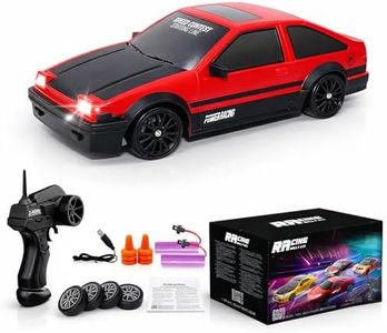 Remote Control Car RC Drift 2.4GHz 1:24 Scale 4WD 15KM/H High Speed Model Vehicle with LED Lights Drifting Tire Racing Sport Toy for Adults Boys Girls Kids Gift 2Pcs Rechargeable Batteries