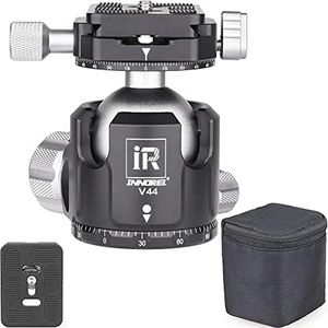 Low Profile Tripod Ball Head-INNOREL V44 Upgraded N44 All Metal CNC Dual 360° Panoramic Shooting Camera MountBall Dia 44mm Max Load 55lb/25kg with Two 1/4" Arca Swiss Quick Release Plates Storage Bag
