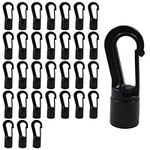 Litoexpe 32 Pcs Shock Cord Snap Hooks for 1/4 inch to 5/16 inch, Black Plastic Bungee Cord Hooks, Close Cord Terminal Hooks