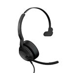 Jabra Evolve2 50 Wired Mono Headset - with Jabra AirComfort Technology, Noise-Cancelling Mics & Active Noise Cancellation - Works with All Leading UC Platforms Such as Zoom & Google Meet - Black