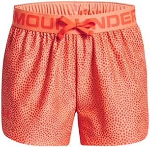 Under Armour Girl's Play Up Printed Shorts (Big Kids), Orange, Medium