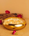 AuraDecor Gold Hammered Urli Candle Multiple Wick || Celebration Candle || Festive Candle || Long Burning Candle|| Fragrance Candle (Large (18 * 5 cm))