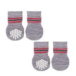 Trixie Non-Slip Socks for Dogs, Paw Protecter, Protect from Small Wounds, Cold Floors and Dusty Furniture, Grey (Color May Vary), 4 pcs (XS-S)