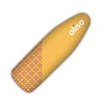 OLISO Ironing Board Cover, durable 100% cotton lined with a professional grade felt pad. Fits standard 137 cm x 38 cm boards, a wide elastic edge, and two adjustable straps for a secure, smooth fit (Yellow/Orchid)