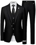 MAGE MALE Mens Suits Slim Fit 3 Piece Tuxedo Suit One Button Solid Prom Wedding Party Blazer Vest Pants Set with Tie Black