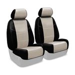 Coverking Custom Fit Front 50/50 Bucket Seat Cover for Select Mercedes-Benz CLK-320/430/55 AMG Models - Premium Leatherette 2-Tone (Cashmere with Black Sides)