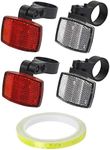 VICDUEKG 5 Pcs Bike Front and Rear Reflectors Kit Bicycle Reflector with Reflective Tape Mountain Bike Safety Warning Reflectors for Handlebar and Seatpost Night Riding Cycling, Red and White