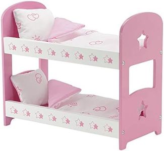 Emily Rose 14 Inch Doll Furniture | Lovely Pink and White Star Themed Doll Bunk Bed, Includes Plush Reversible Bedding | Fits 14" American Girl Wellie Wishers Dolls