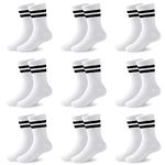 JOCMIC 9 Pack Junior Cotton School Sports Socks Toddler Kids Crew Athletic Socks Boys Girls Cushioned Ankle Socks 7-10 Years