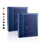 Artmag Small Photo Album 5x7 Photos, 2 Packs Leather Cover Mini Photo Book,Each Album with 26-Page Holds 52 Photos, Artwork or Postcards Picturs Storage (Blue)