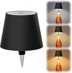 Pridola Wireless Bottle Lamp, RGB Touch Control Wireless Bottle Lampshade, 3 Color Stepless Dimming Wine Bottle Lamp Kit, Wine Bottle LED Light, Rechargeable Bottle Lamp for Home Bar Decor (Black)