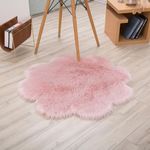 CottonFry Blossom Fluffy Rug, Handmade Nordic Rug, Coffee Floor Rug, Gifts for Girlfriend, Girly Rugs, Home Decor (30x30 Inches) (Light Pink)