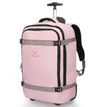 Hynes Eagle Rolling Backpack Luggage 21'' Backpack with Wheels Flight Approved Wheeled Backpack Carry on Travel Backpack for Women Men 42L Pink